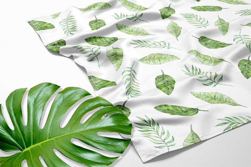 tropical-leaves-watercolor-digital-paper