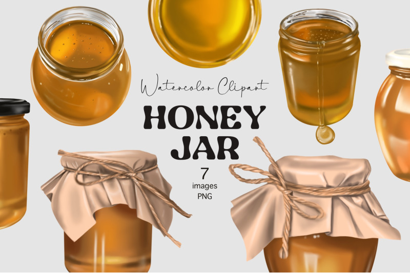 honey-jar-watercolor-clipart-png-honey-pot-summer-farm