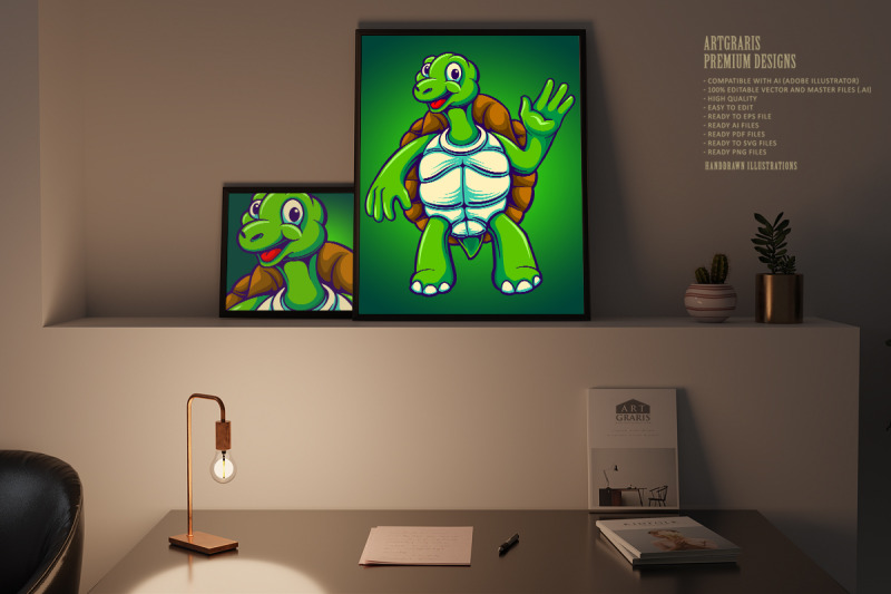 funny-sea-turtle-cartoon-mascot-illustrations