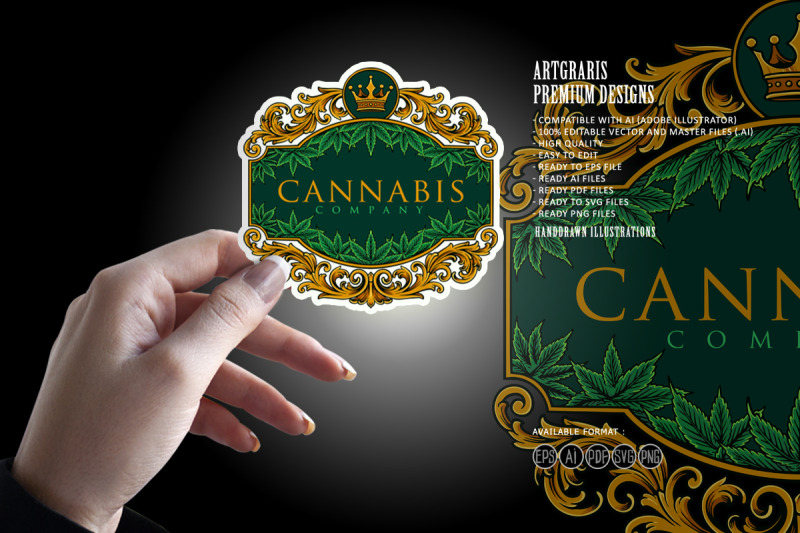 luxury-frame-vintage-cannabis-flourish-illustrations