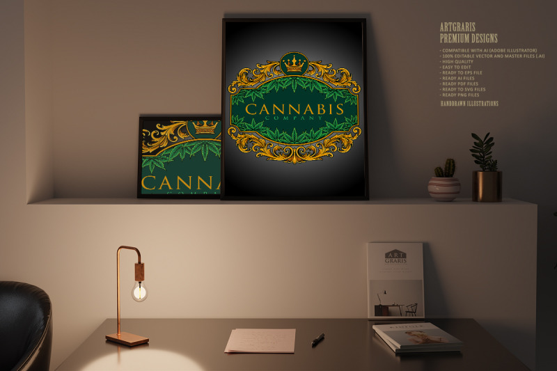 luxury-frame-vintage-cannabis-flourish-illustrations