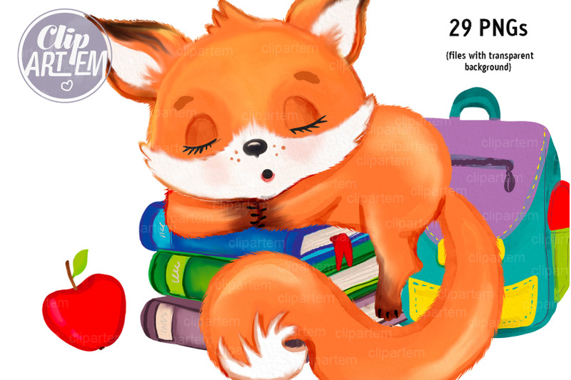 back-to-school-fox-bundle-29-png-clip-arts-bus-fox-teacher-student