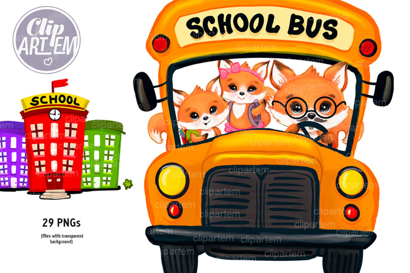 back-to-school-fox-bundle-29-png-clip-arts-bus-fox-teacher-student