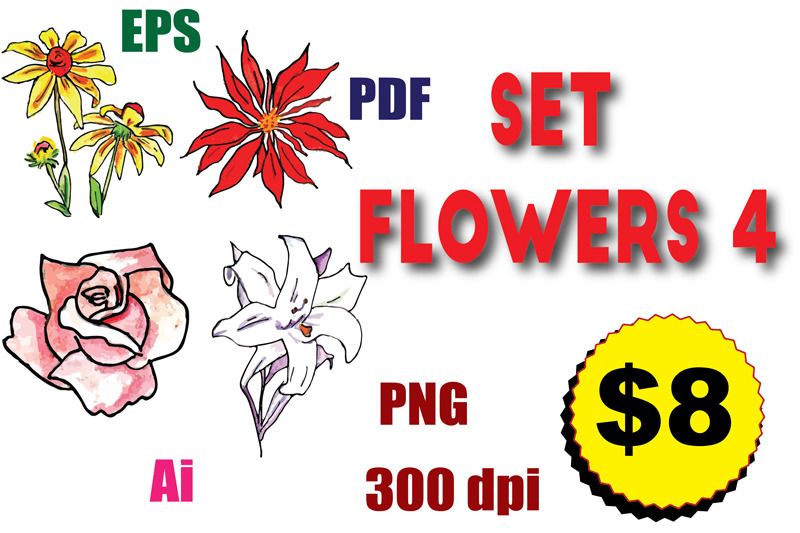 set-flowers-in-watercolor-full-color-vector-amp-clipart-eps-pdf-png-ai