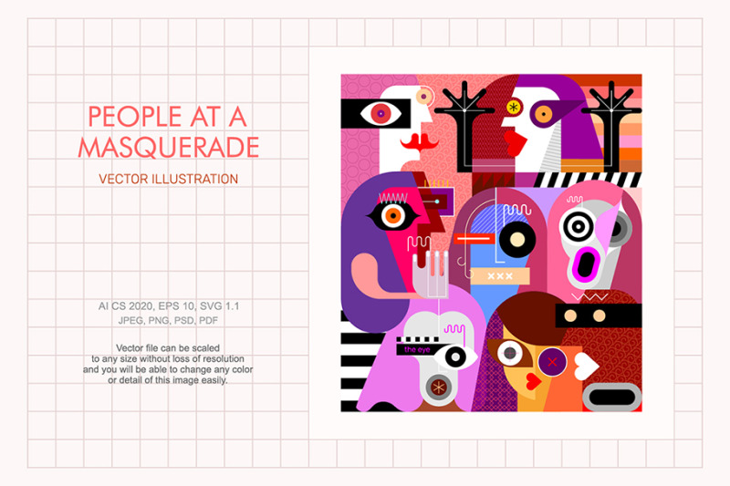 people-at-a-masquerade-vector-illustration