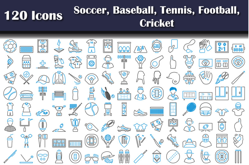 120-icons-of-soccer-baseball-tennis-football-cricket