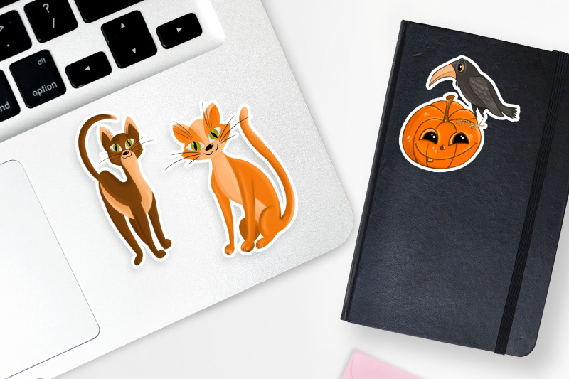 cute-halloween-stickers-cat-pumpkin-raven-spider