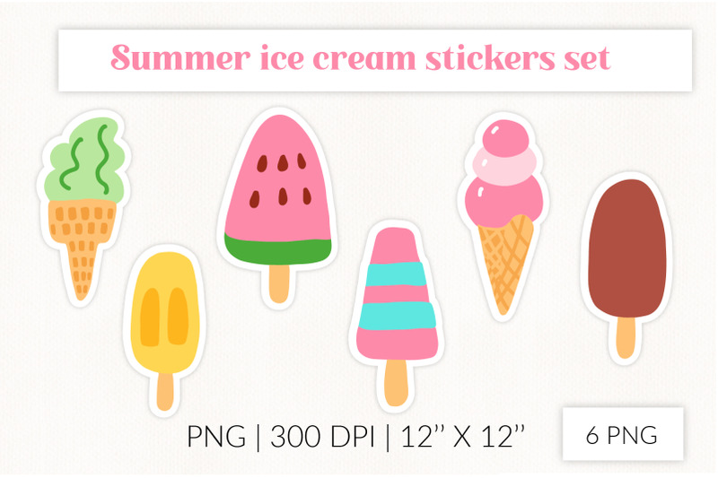 ice-cream-summer-stickers-set
