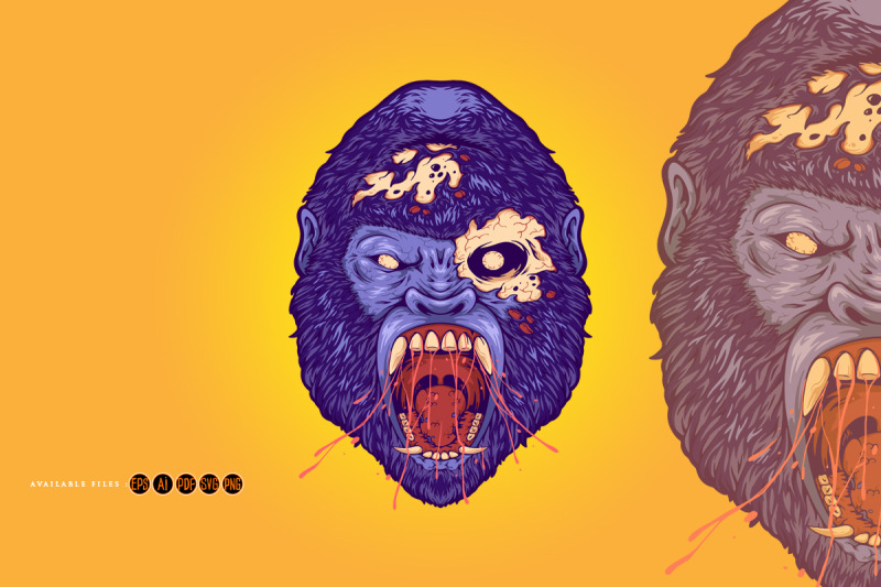 scary-angry-zombie-gorilla-monkey-illustrations