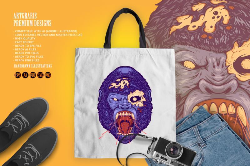 scary-angry-zombie-gorilla-monkey-illustrations