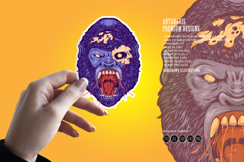 scary-angry-zombie-gorilla-monkey-illustrations