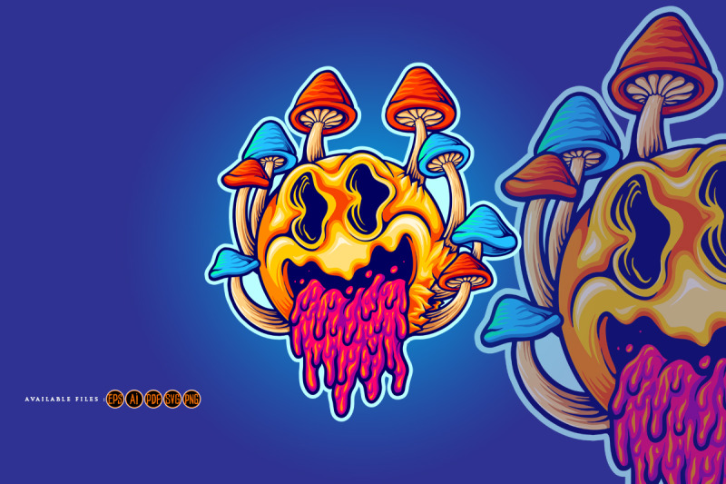 scary-psychedelic-mushrooms-cartoon-colorful-illustrations