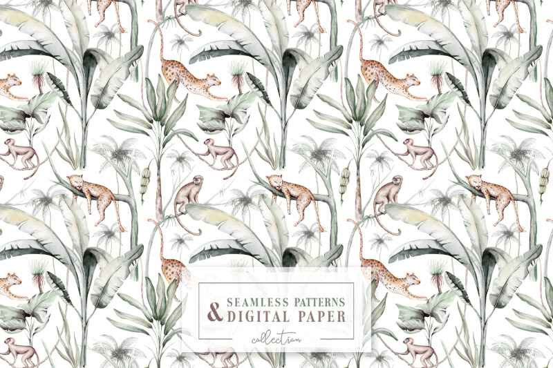 watercolor-tropical-animals-amp-exotic-flowers-seamless-patterns