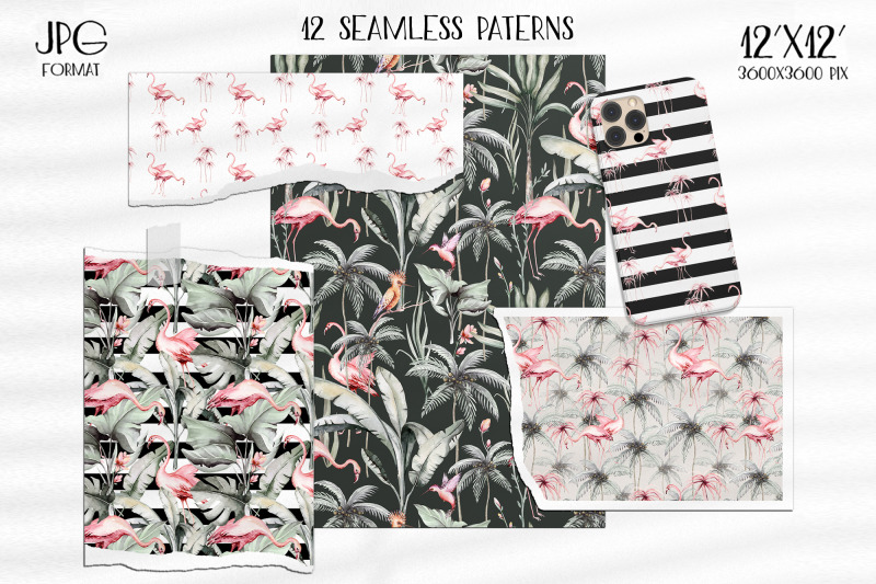 watercolor-flamingo-patterns-digital-tropical-pattern