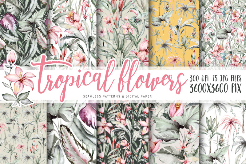watercolor-tropical-flowers-patterns-digital-tropical-pattern