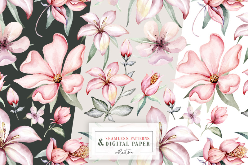 watercolor-tropical-flowers-patterns-digital-tropical-pattern