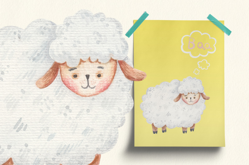 cute-sheep-watercolor-collection