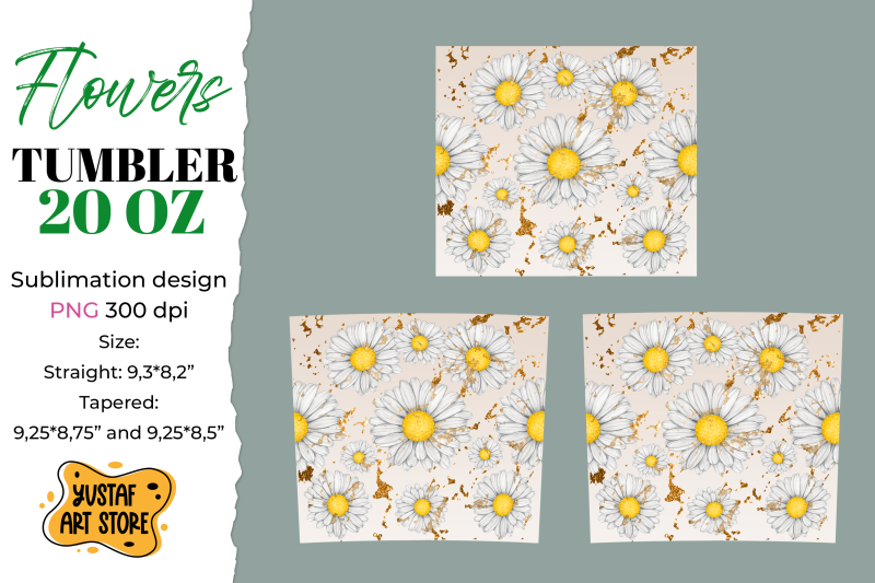 flower-tumbler-sublimation-design-chamomile-with-gold