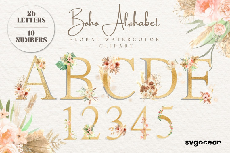 boho-floral-alphabet-watercolor-clipart-bundle