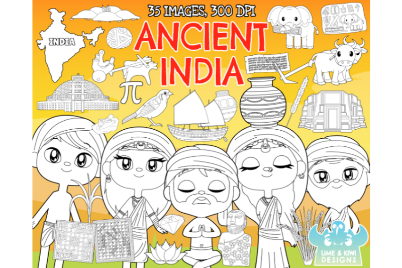 ancient-india-digital-stamps-lime-and-kiwi-designs