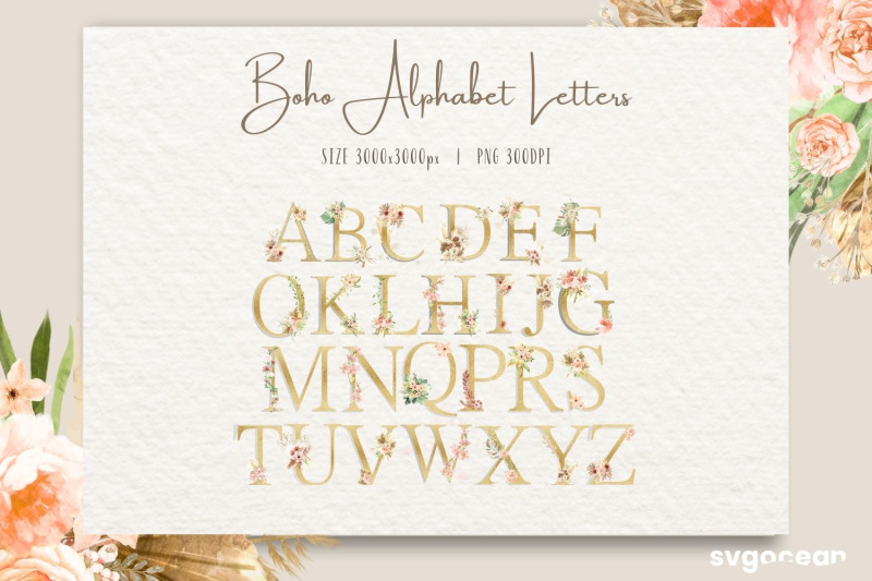 boho-floral-letters-watercolor-clipart-bundle