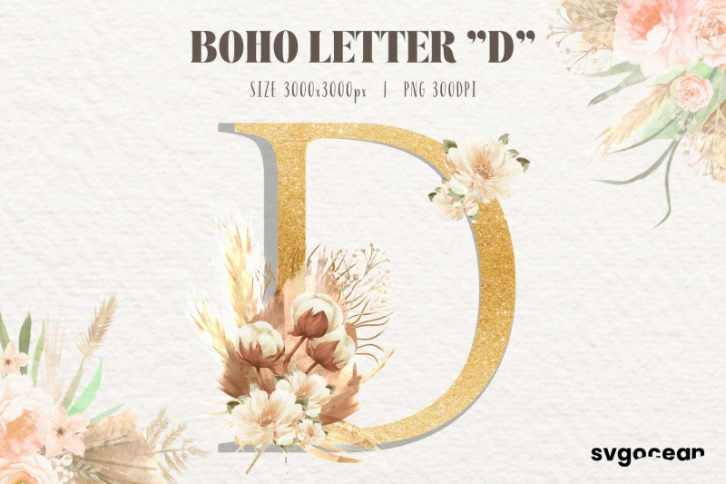 boho-floral-letters-watercolor-clipart-bundle