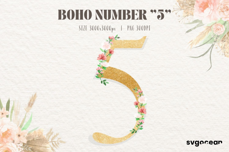 boho-floral-numbers-watercolor-clipart-bundle