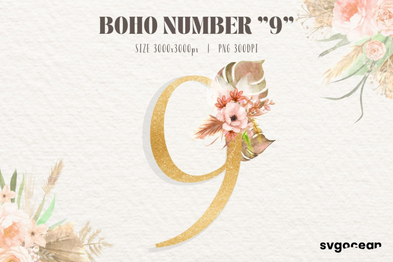 boho-floral-numbers-watercolor-clipart-bundle