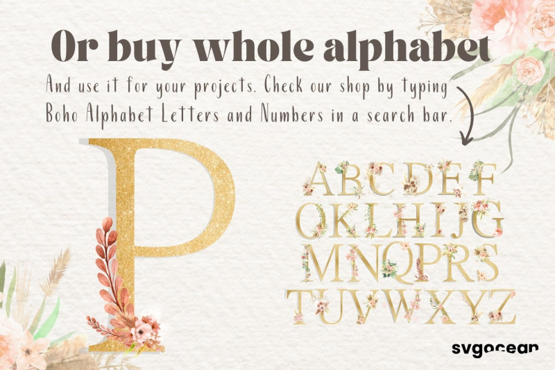 boho-floral-letter-p