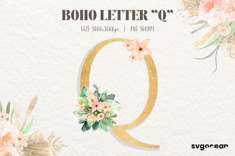 boho-flower-letter-q