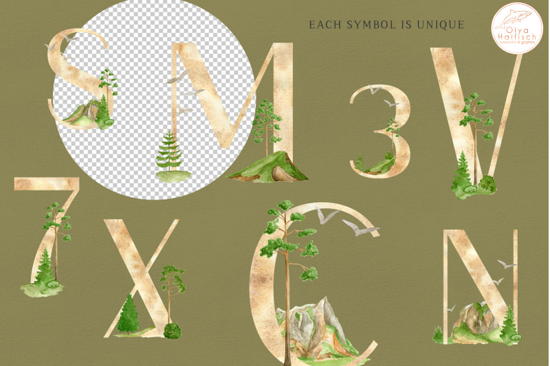 woodland-alphabet-clipart-forest-mountains-letters-and-numbers-png