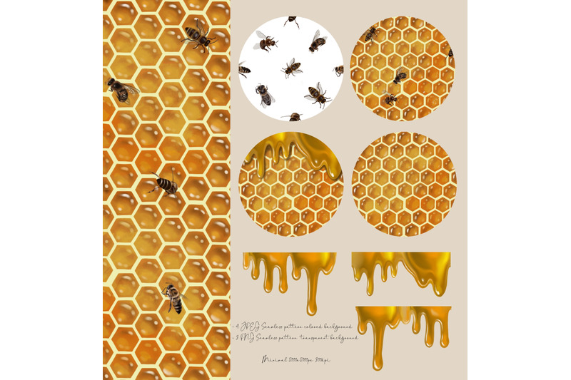 honey-bee-bundle-watercolor-clipart-png-honey-jar