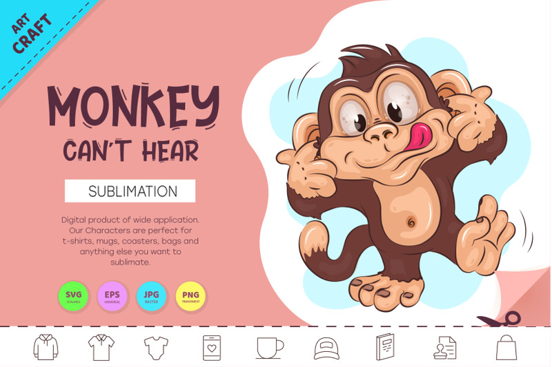 cartoon-monkey-can-039-t-hear-crafting-sublimation