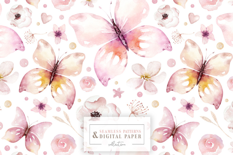 watercolor-handdrawn-patterns-boho-spring-scrapbooking-digital-paper