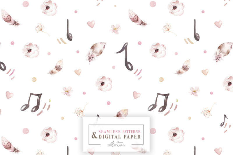watercolor-cute-musical-spring-pattern-scrapbook-digital-paper
