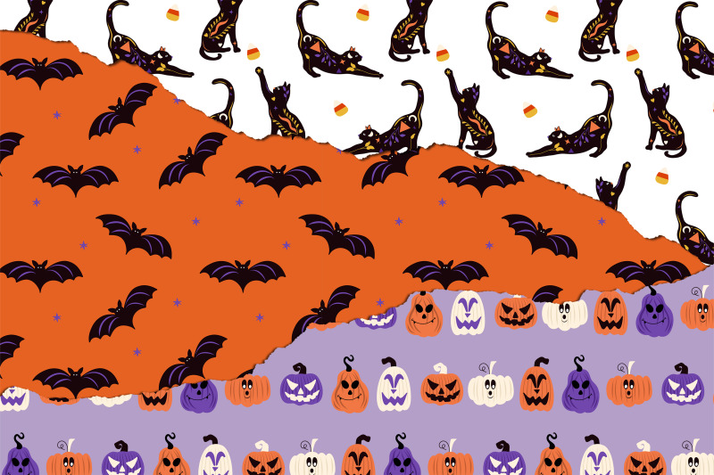 happy-halloween-seamless-patterns-vector-set
