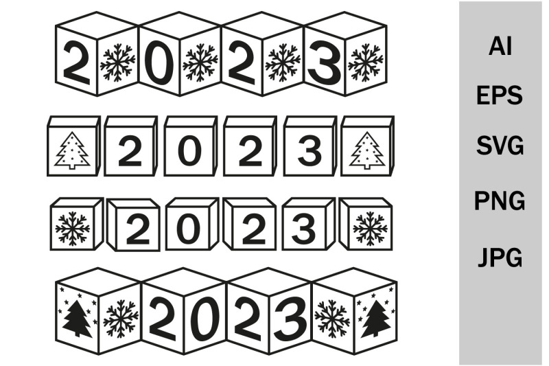 cubes-with-the-number-2023-svg-christmas-clipart