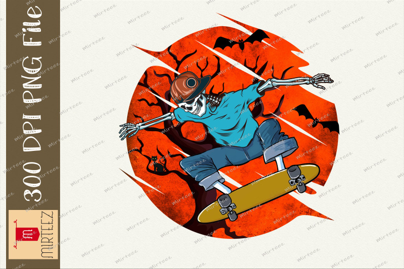 skeleton-skater-in-halloween-skateboard