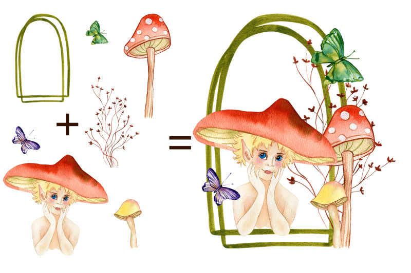 watercolor-fairies-mushroom-clipart-cute-illustration