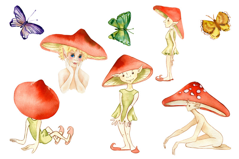 watercolor-fairies-mushroom-clipart-cute-illustration