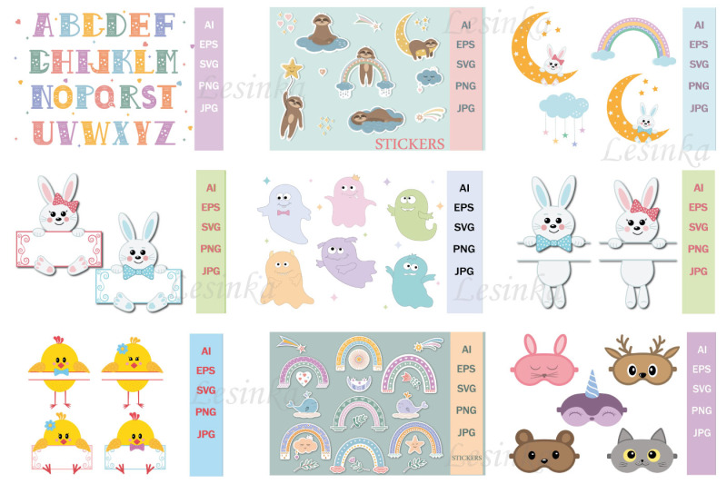 bundle-of-children-039-s-clip-art-and-stickers-boho-characters