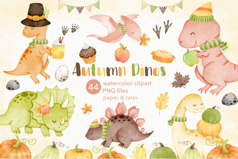 watercolor-autumn-dinosaur-clipart-thanksgiving-baby-dino-png