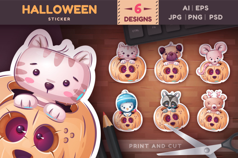 set-halloween-stickers-cartoons-png