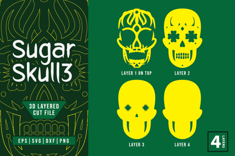 3d-calavera-sugar-skull-layered-svg