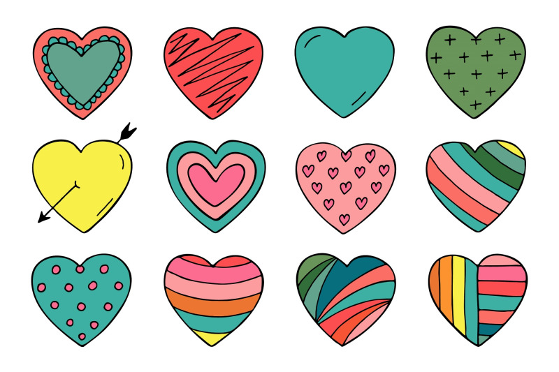 color-hearts-icons-in-doodle-style