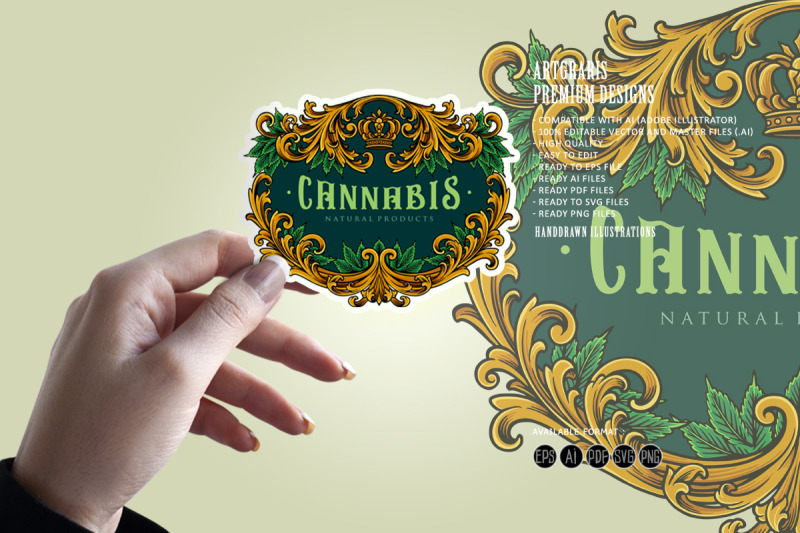 elegant-frame-vintage-cannabis-flourish-illustrations