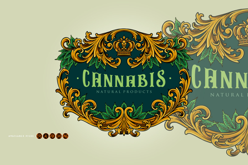 elegant-frame-vintage-cannabis-flourish-illustrations