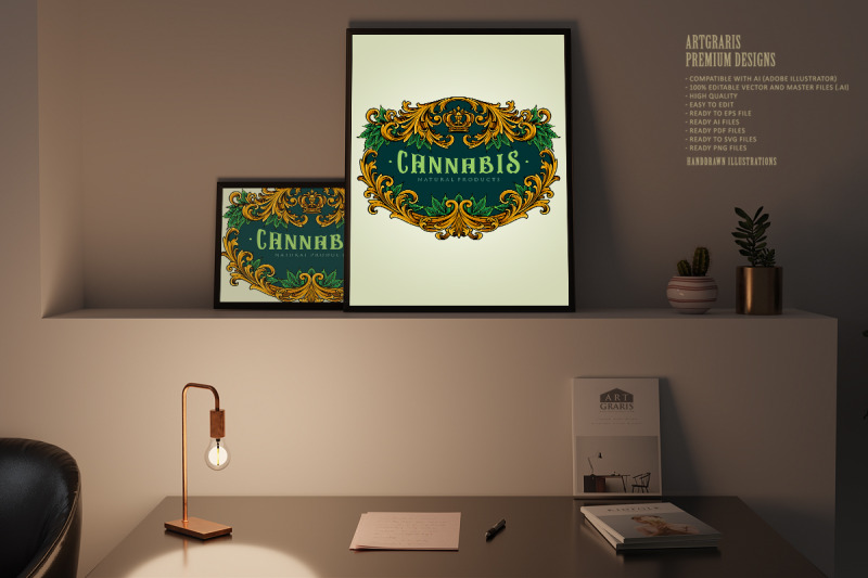 elegant-frame-vintage-cannabis-flourish-illustrations