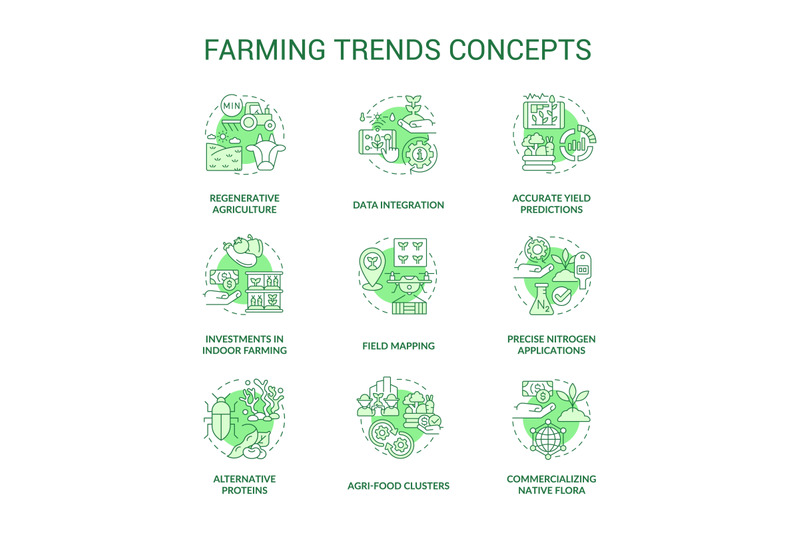 farming-trends-green-concept-icons-set