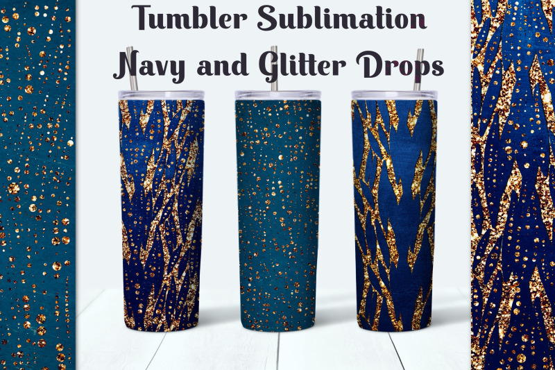 navy-with-glitter-drops-tumbler-sublimation-designs